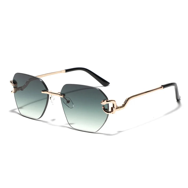 Fuqian S98048 Sunglasses Men Women Exquisite Borderless Gold Metal Frame PC Lenses Light Multi-Deformation European American