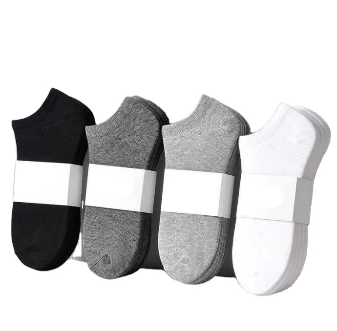 Black-and-white-grey Cotton With Shallow Mouth and Thin Socks Color Mixing and Deodorizing Short Tube Socks Students in Summer.