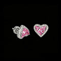 Pink Cubic Zirconia Accents Gold 925 Sterling Silver Heart Stud Earrings Wedding Gift Wholesale Low MOQ Bulk Orders for