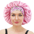 Large Size Flower Print Wide Band Women Satin Bonnet for Curly Hair Care Sleep Cap Salon Use Hair Bonnet