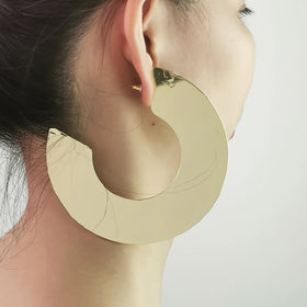Retro European American C shape 100mm large earrings gold plated unique exaggerated women big hoop earrings fashion accessories
