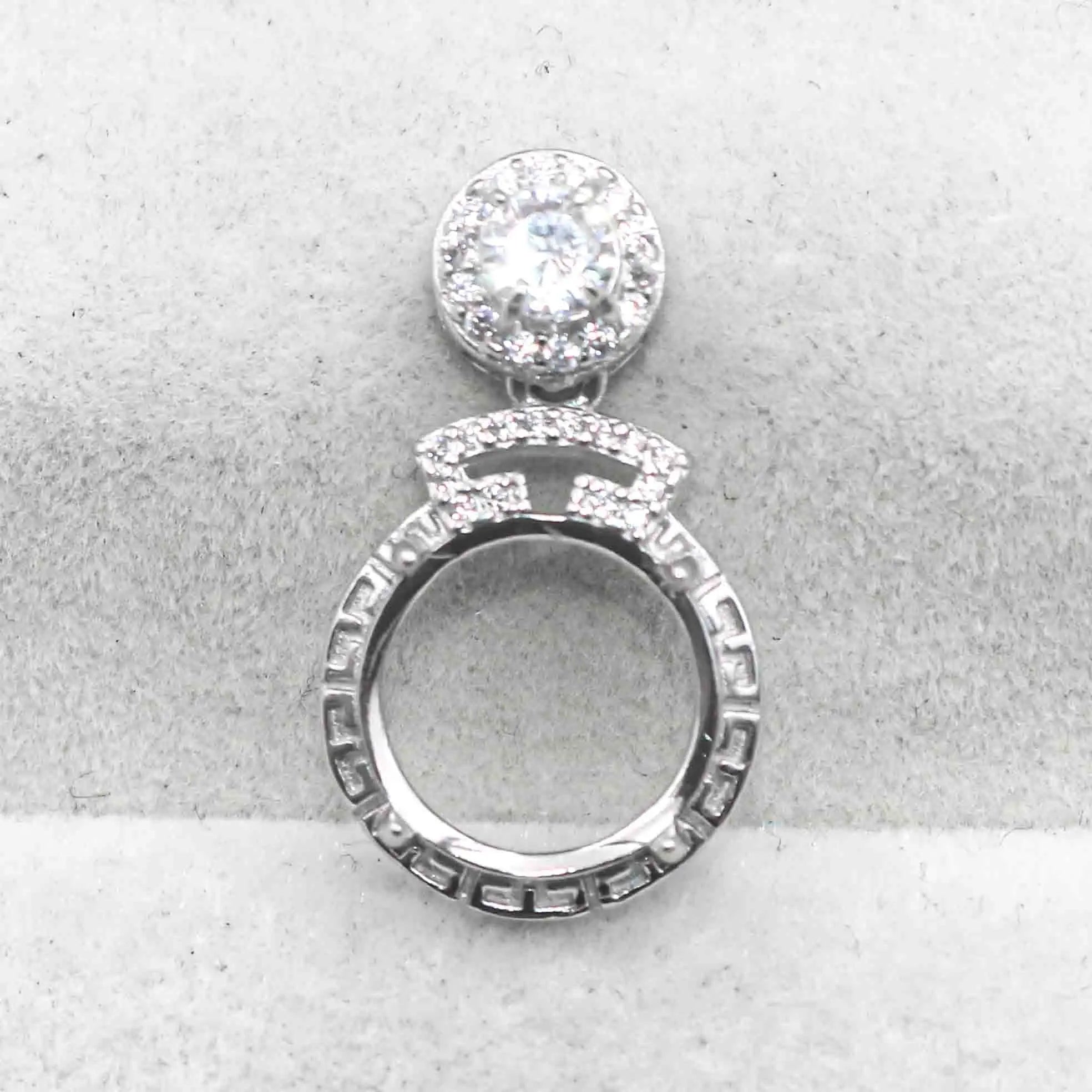 Sterling Silver 10mm/12mm Semi Mount Pendant Empty Frame Blank Support Claw Setting S925 Base Without Center Stone for DIY Inlay