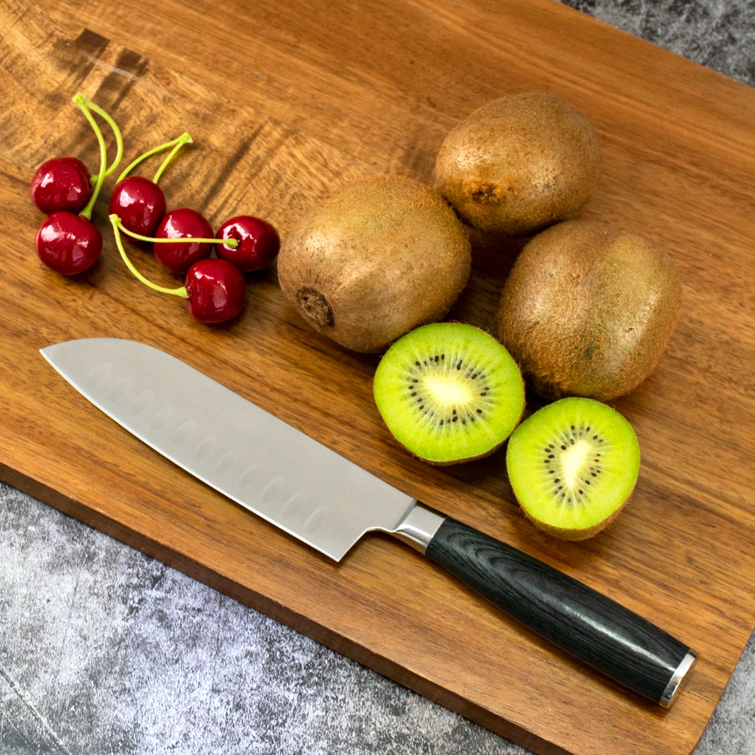 5.5 Inch 3Cr13 Stainless Steel Kitchen Santoku Knife with Ergonomic Pakka Wood Handle Eco-Friendly Gift Box