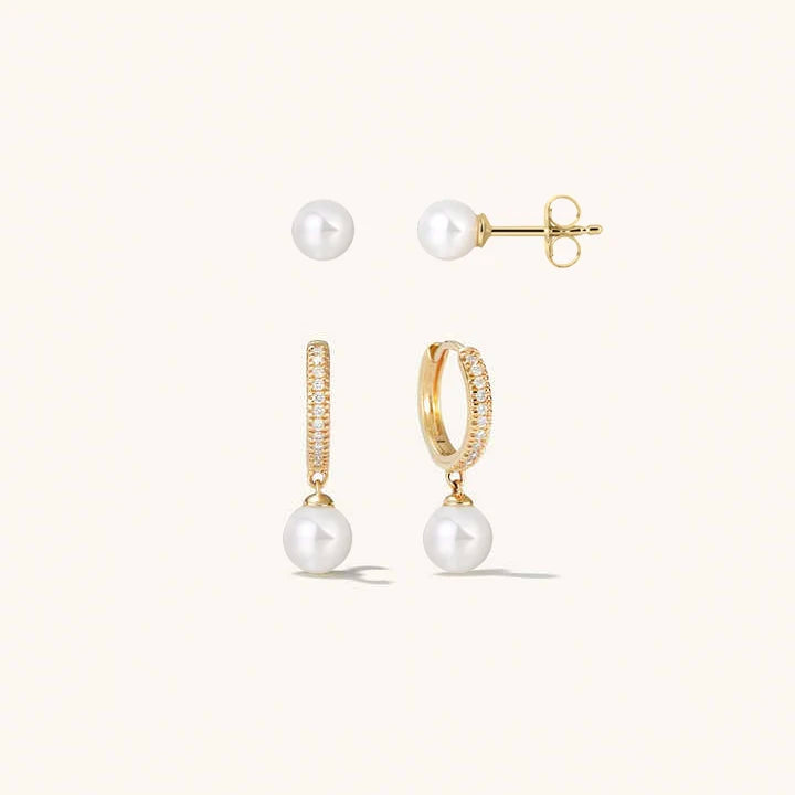 925 Sterling Silver Pearl Stud 14/18K Gold Plated Vermeil Customized Dainty Pave Diamond CZ Pearl Huggie Wedding Anniversary