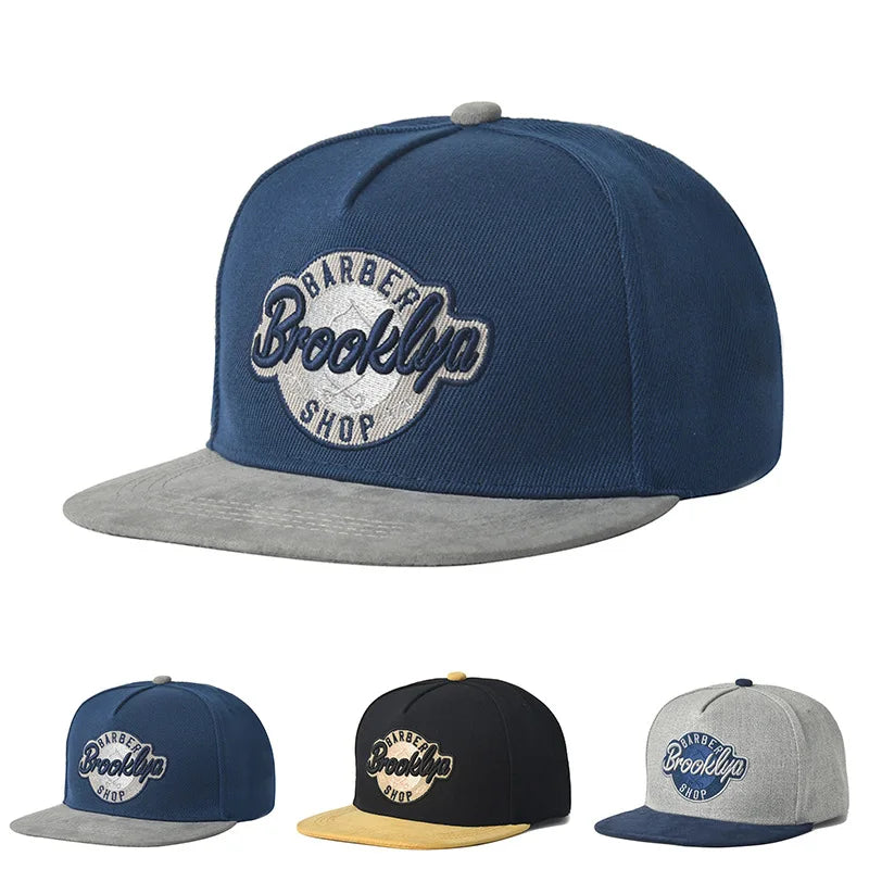 BROOKLYN Hip Hop Cap Flat Brim Trucker Baseball Cap with 3D  Embroidered Color Contrast Corduroy Fabric for Sports Custom Logo