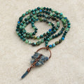 Women Bohemian Jewelry 6mm Natural Gemstone Crystal Glass African Turquoise Natural Irregular Stone Druzy Pendant Necklace