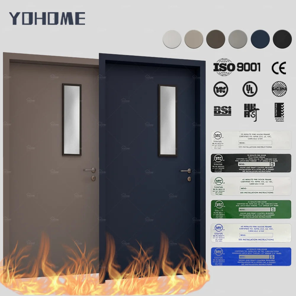 China Top Manufacture Premium Quality 42DB Soundproofing Fire Rated Glazed Internal Commercial Doors for Commercial Space