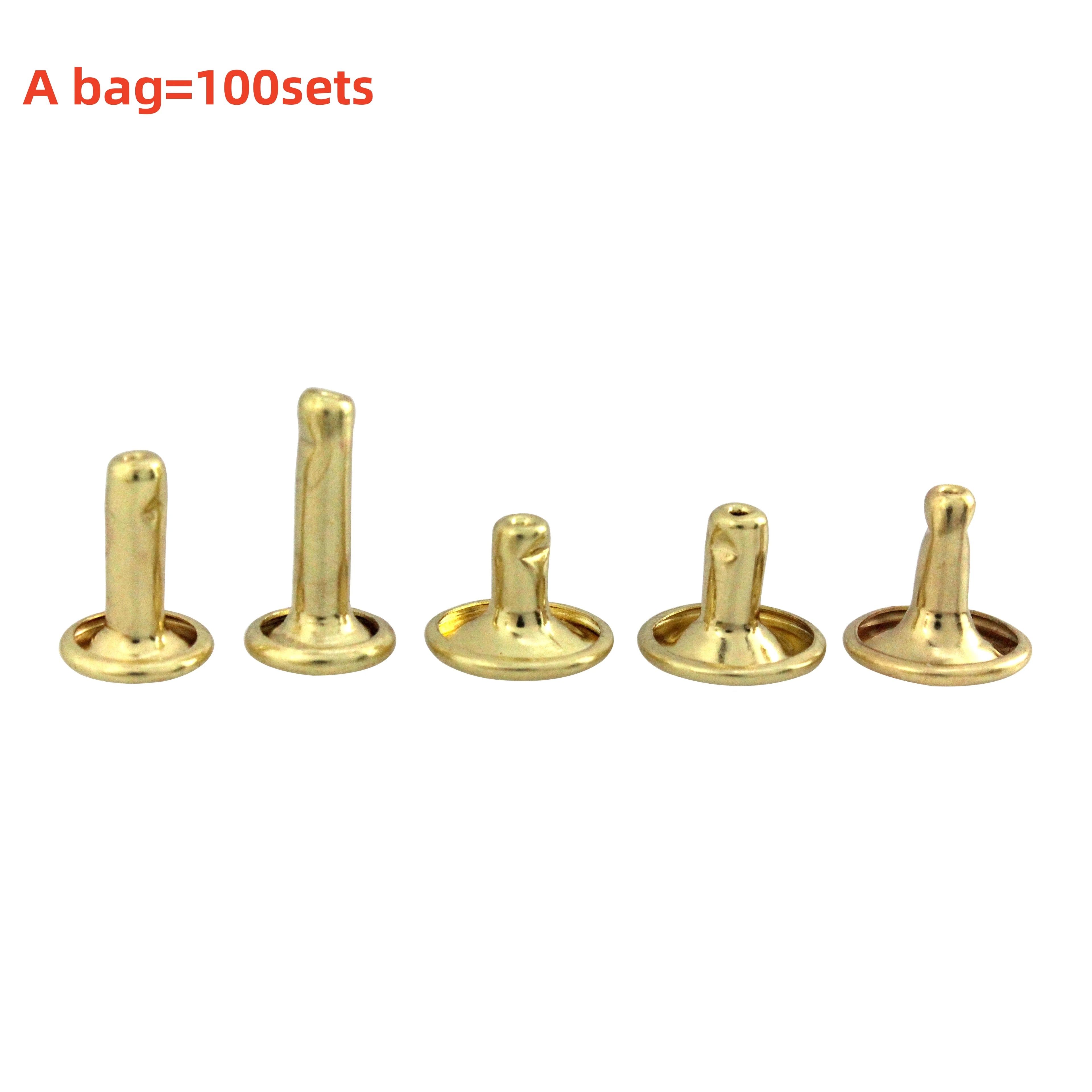 6mm 8mm 12mm Stud Metal Rivets for Bag Stud Rivet for Leather Craft Double Cap Rivet Brass