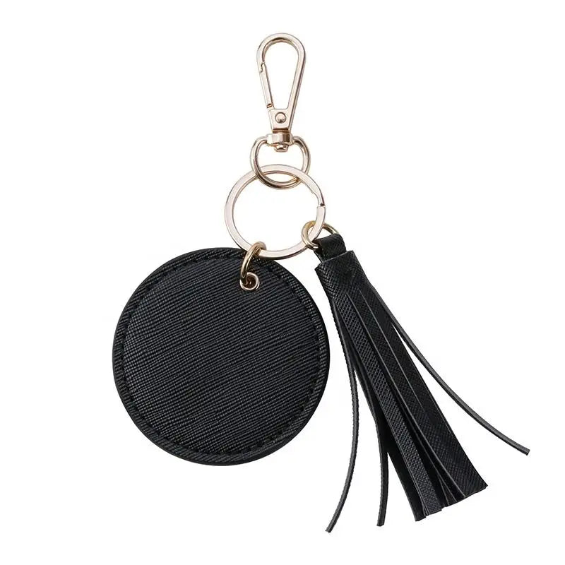 Luxury High Quality Customized Logo Genuine Saffiano Leather Keychain Tassel Metal Ring Key Holders Car Bags Promotion Gift