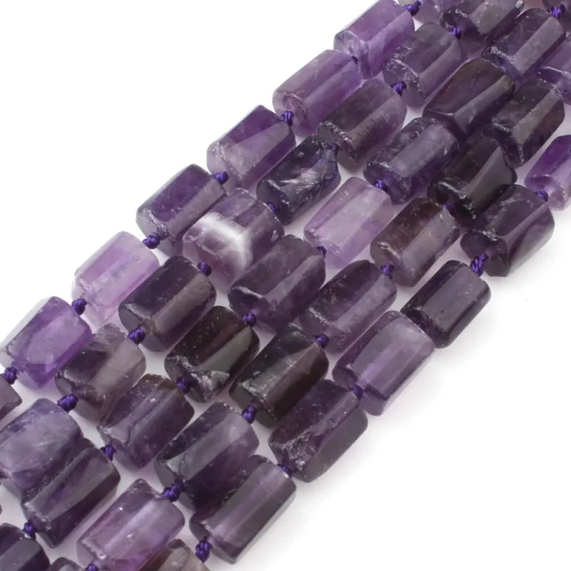 Fashion Natural Purple Amethysts Stone Beads 8x11mm 19cm Strand Cylinder Shape for Bracelet Necklace Earrings Accessories