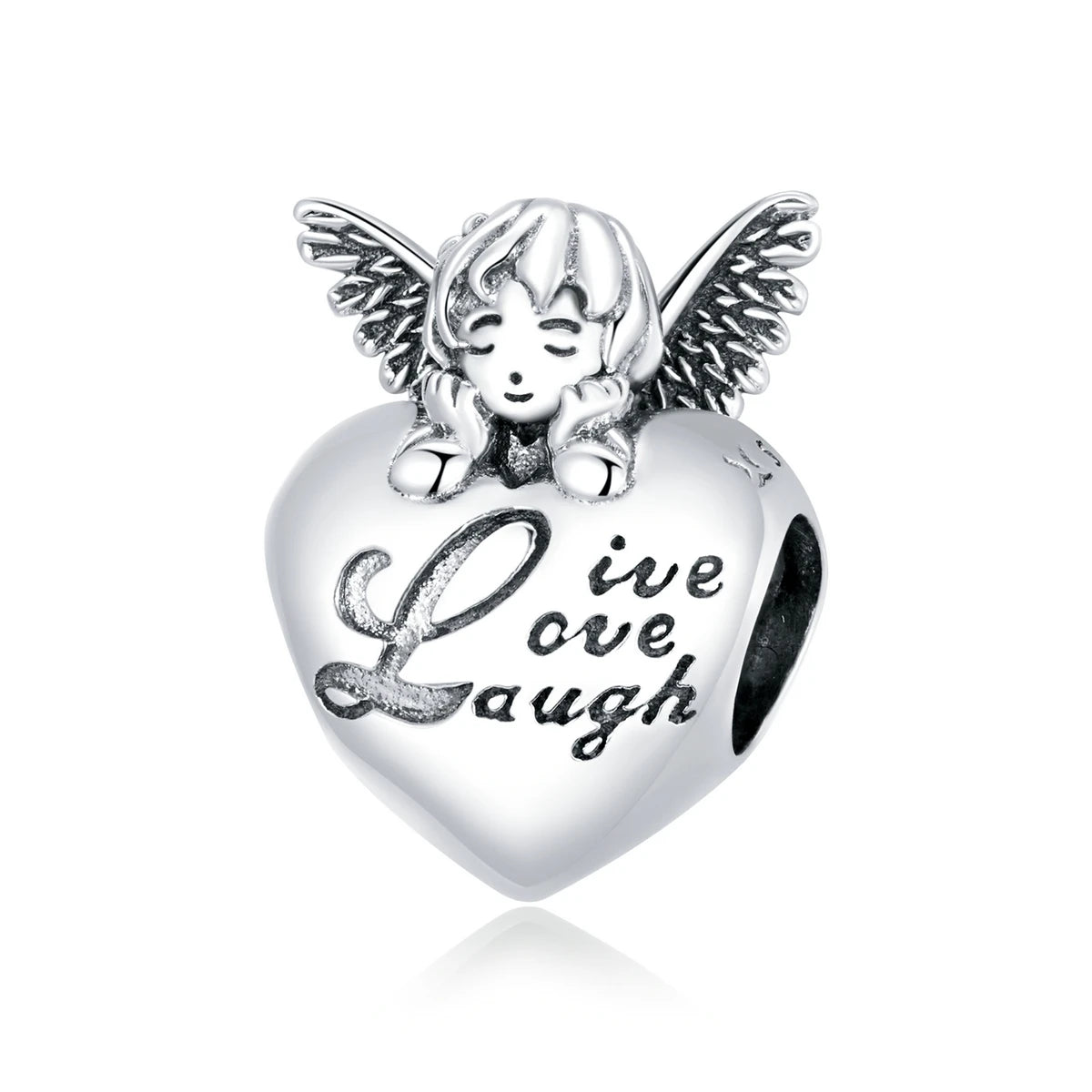 925 Sterling Silver Thanksgiving Angel Charm Bead Zircon Heart Lettering Fits Original Bracelet Necklace Pendant Jewelry-SCC1633