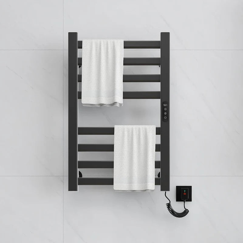 Space Aluminum Adhesive Electric Heated Modern Towel Rack Drying Waterproof Black Rail for Bathroom Hotel