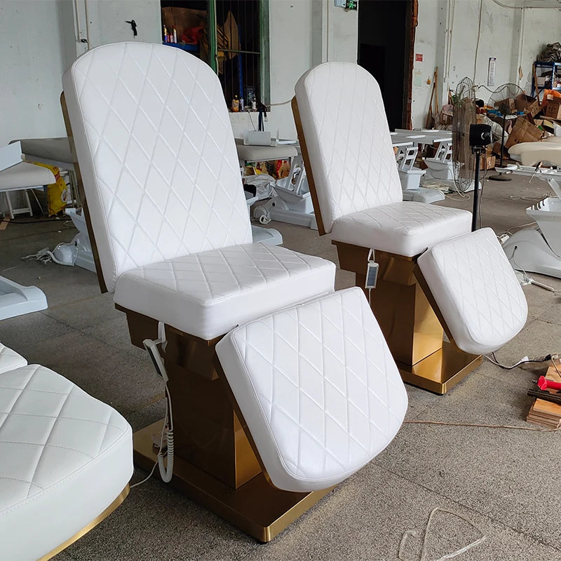 High Luxury 3 Motors Gold Base Luxury Massage Table Treatment Bed Salon SPA Facial Body Care Furniture Electric Beauty Bed