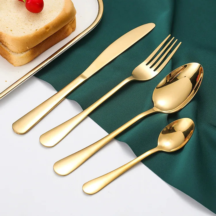 Wedding Gold Cutlery Set Customized with logo Spoons Forks Knives Stainless Steel Rose Goldblueblackflatware Set