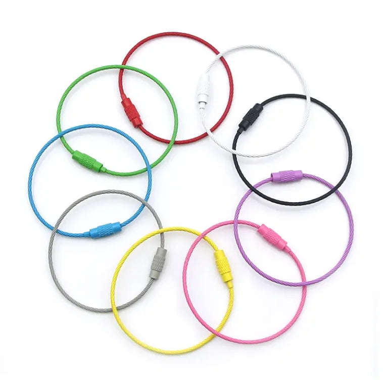 1.5mm Stainless Steel Cable Rope Nylon Coated / Stainless Steel Wire Keyring Steel Wire Keychain Cable