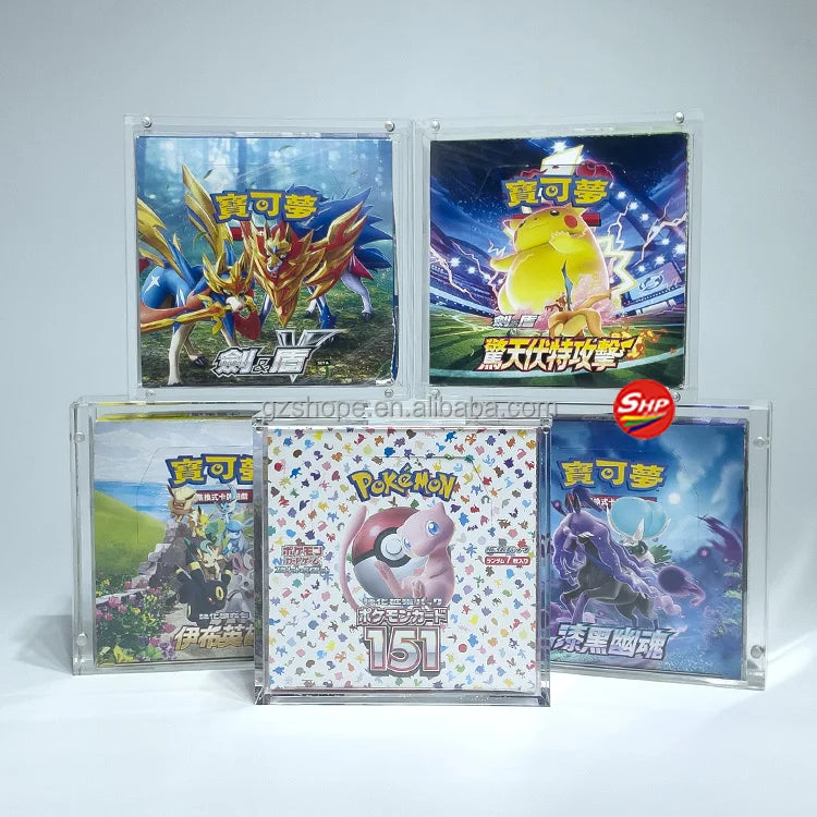 SHP Custom Clear Acrylic Japanese Pokemon Cards Booster Box Large Size Expansion Pack Regular Size High Class Booster Box Case