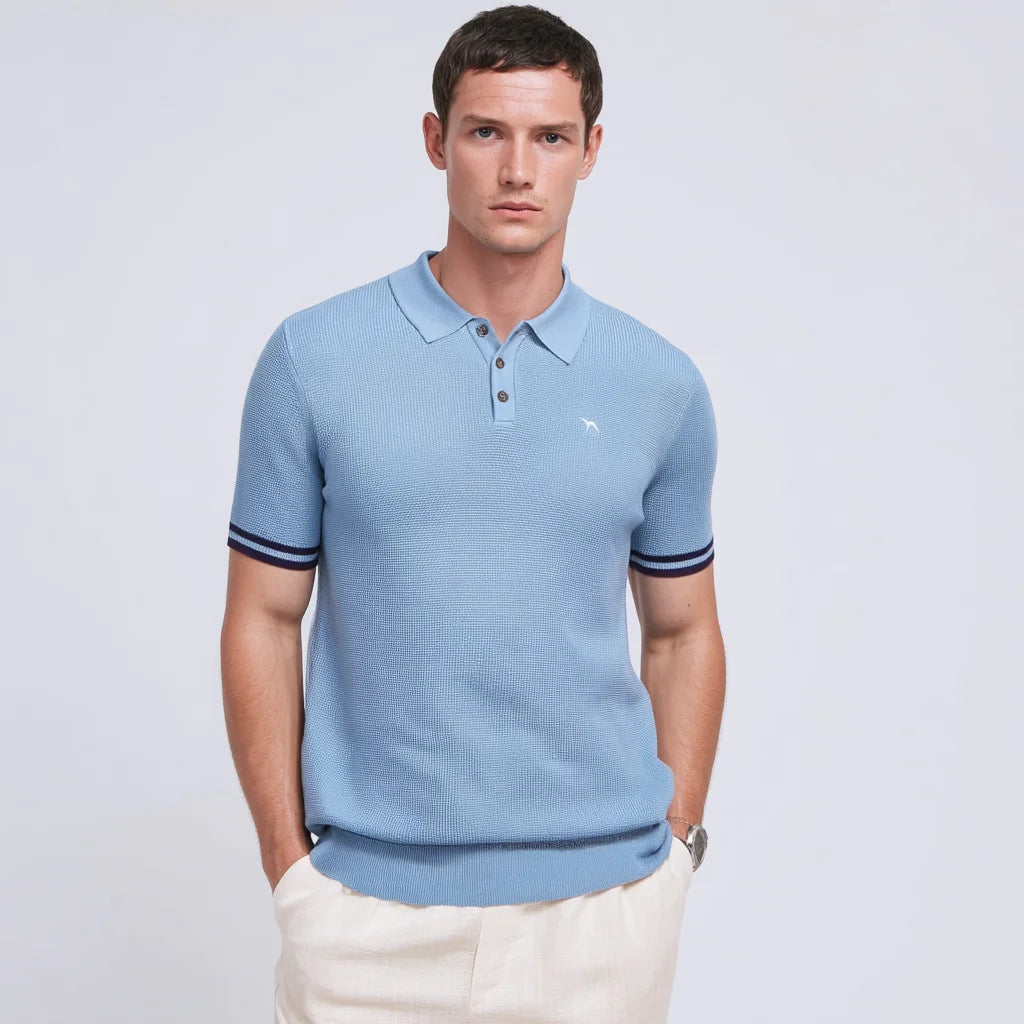 Men's Sport Polo Shirt Cotton Spandex Blend Color Block Design Short Sleeve Athletic Fit T-Shirt OEM Factory