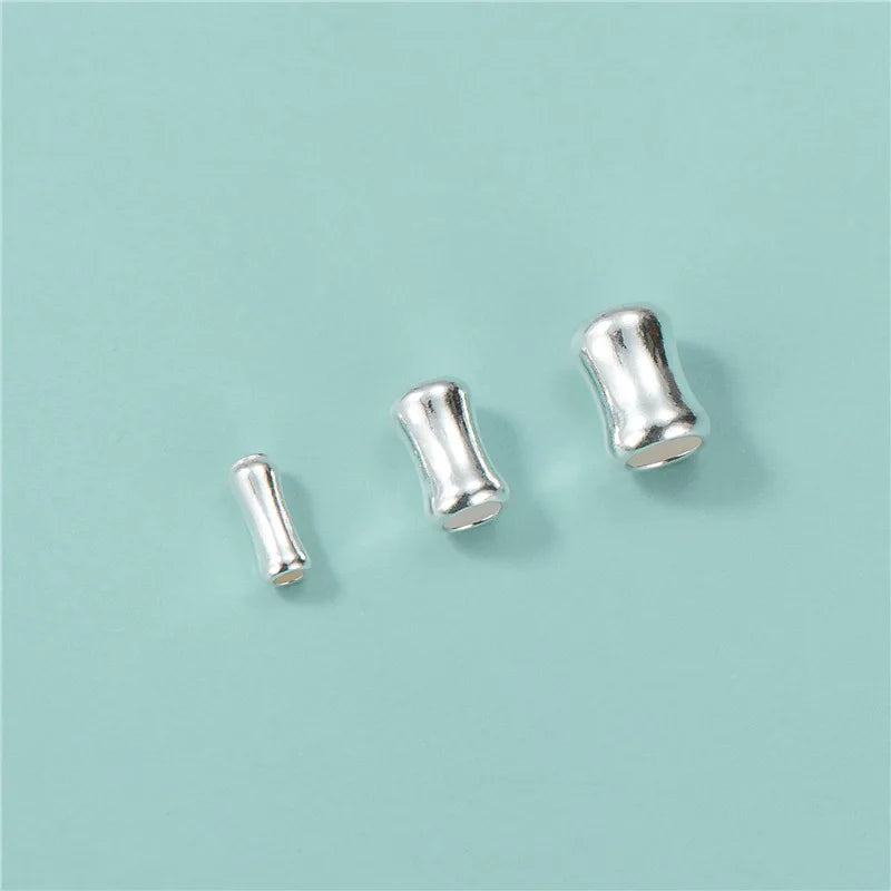 6mm 7mm Silver Tube Beads Real S925 Sterling Silver Bamboo Tube Beads Spacer Beads for Necklace Making Kit