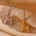 Dreamshow Jewelry Puppy Pendant Necklace PVD Gold Plated Stainless Steel Tarnish Free Jewelry Collier En Acier Inoxydable