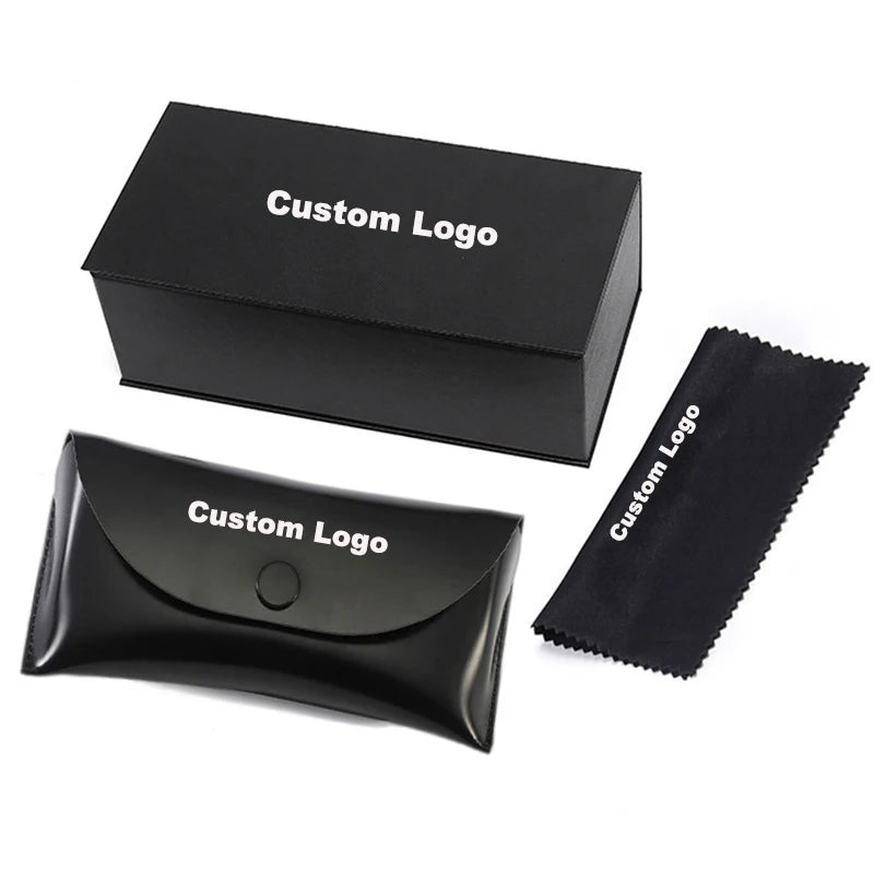 Wholesale Fashionable Soft Leather Sunglasses Case Black Glasses Box Custom Logo Sunglasses Packaging Boxes Set