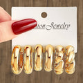 New Fashion 3pcs/set Gold Silver  Big Twist C Shape Drop Hoop Earrings Set for Women Jewelry Party Gift Chunky Stud Earrings