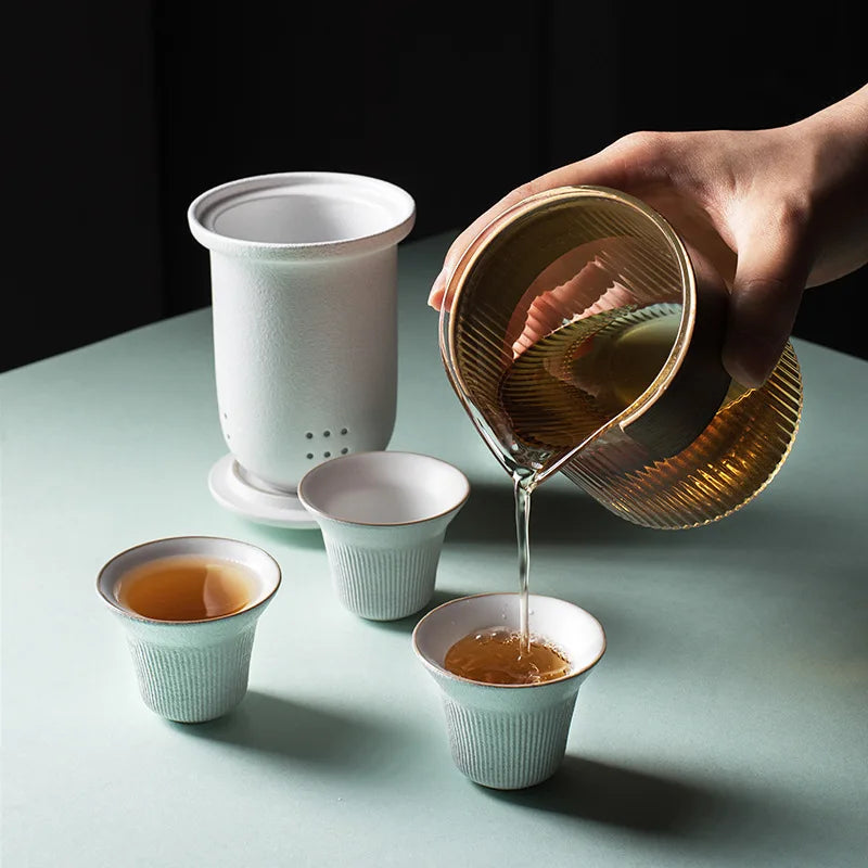 Stocked 230ml Travel Tea Set Luxury Modern Design High Porcelain Ceramic Infuser Tea Cup Teapot Bag Coffee Drinkware Hotels