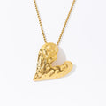 Vintage Gold Waterproof Collar Neck Romantic Jewelry Bijoux Femme Stainless Steel Heart Love Metal Pendant Necklace
