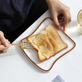 Ceramic Cute White Toast Bread Shaped Dessert Salad Serving Plates 4 Pack - Porcelain Breakfast Dishes Toast Holder