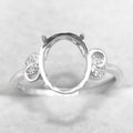 Sterling Silver 9*11mm Semi Mount Ring Empty Frame Blank Support Setting S925 Base Holder Without Center Stone for DIY Inlay