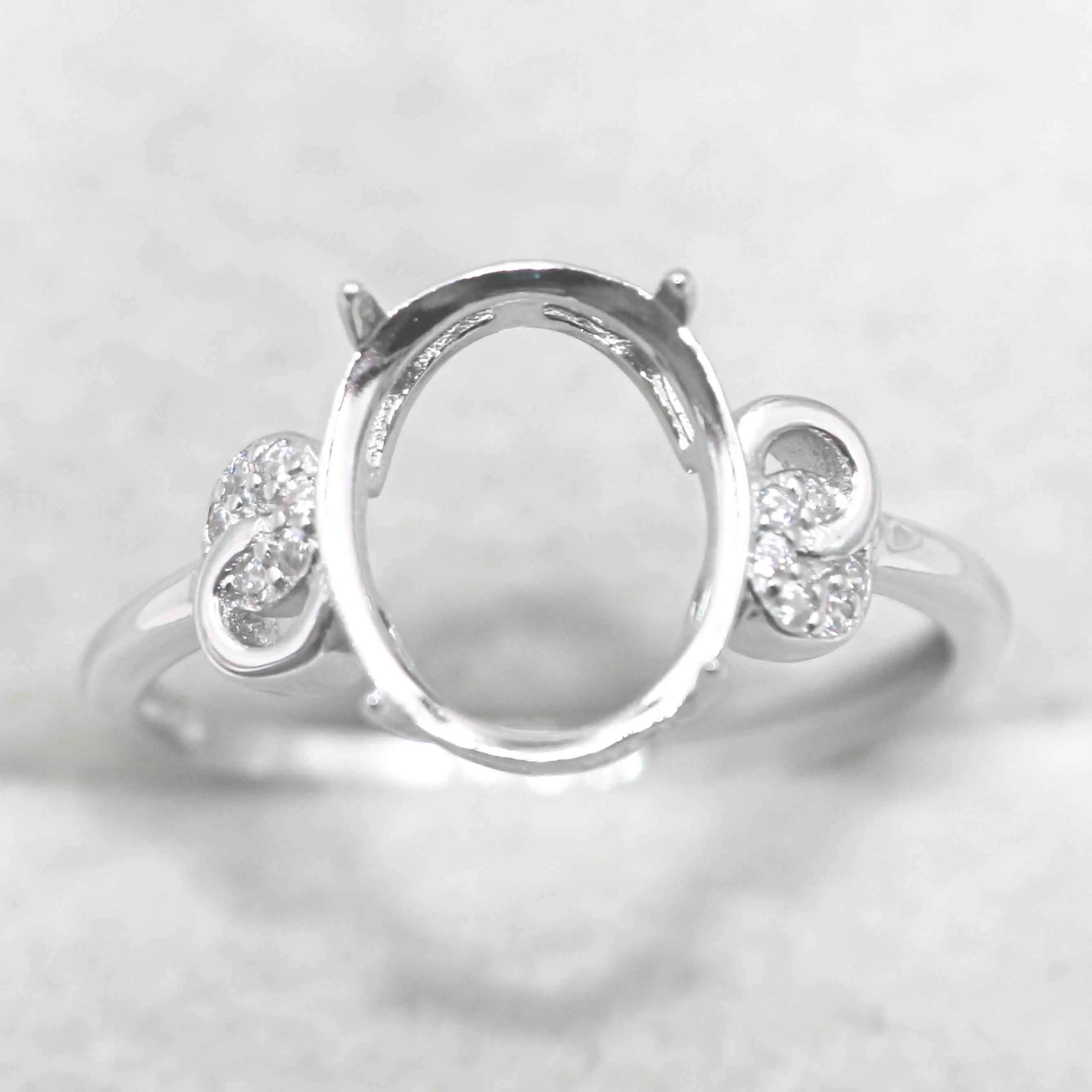 Sterling Silver 9*11mm Semi Mount Ring Empty Frame Blank Support Setting S925 Base Holder Without Center Stone for DIY Inlay