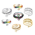 Wholesale Tarnish Free Silver 18K Gold Plated Stainless Steel Rotating Beaded Anti Anxiety Relief Fidget Ring Jewelry for Women