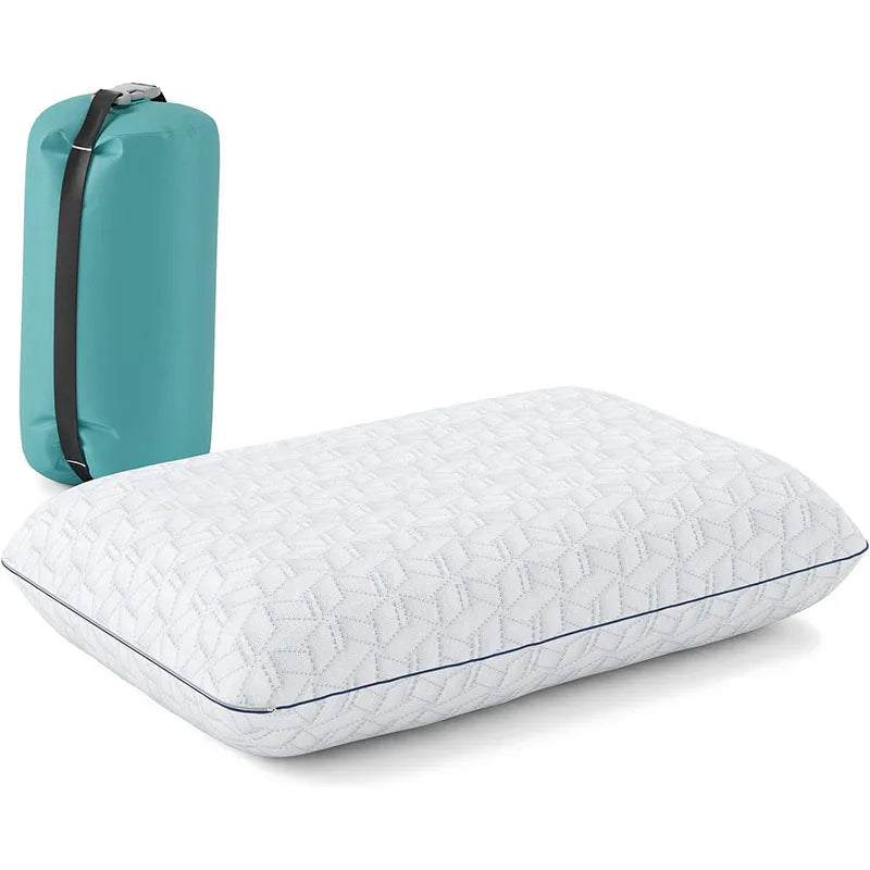 Custom Lightweight Memory Foam Sleeping Self-inflatable Removable Cover Camping Pillow