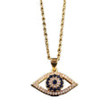 BINSHUO Custom Titanium Steel Clavicle Gold Brass Plated Evil Eye Pendant Necklace Colorful Zircon Trendy D-evil's Eye Necklace