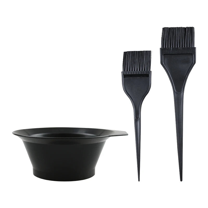 3 PCS Multi-Color Plastic Hair Dye Color Brush and Bowl Set with Tint Comb for Salon Use-Easy Mixing Hair Coloring Application