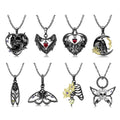 Heart and Skull Pendant for Necklace Real 925 Sterling Silver Moon and Moths Pendant Flower Skeleton Necklace for Women Jewelry