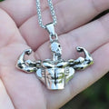 Custom Fashion Necklaces Bodybuilding Muscle Men Shape Stainless Steel Pendant Necklace