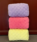 Custom Candy Color Quilted Soft Skin Care Cosmetic Pouch Terry Towel Cloth Make up Bag