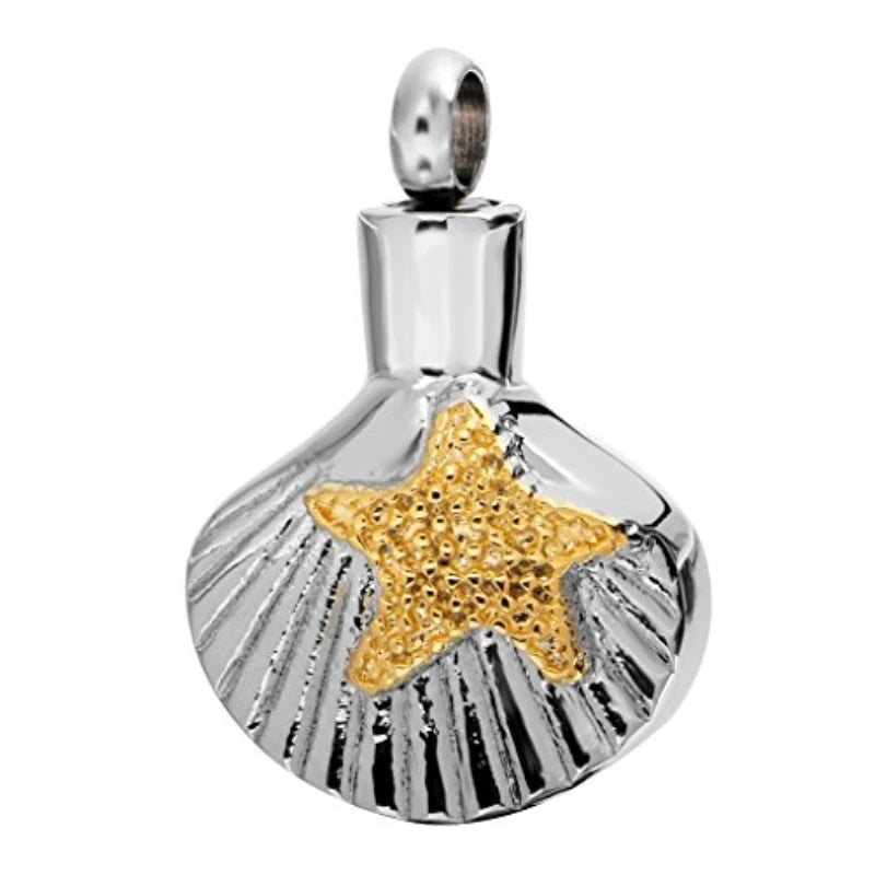 Stainless Seel Shell Starfish Cremation Jewelry for Ashes Pet Keepsake Pendant Necklace Funeral Gift Memorial Cremation Ash Urn