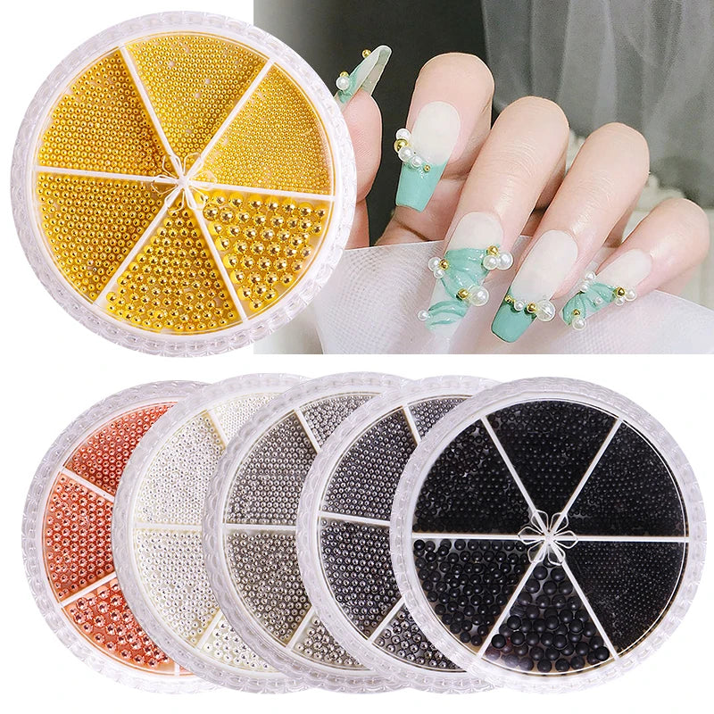 Beauty Nail Decoration Multi Size Round Beads Accessories Crystal Pearl Nail Rhinestones