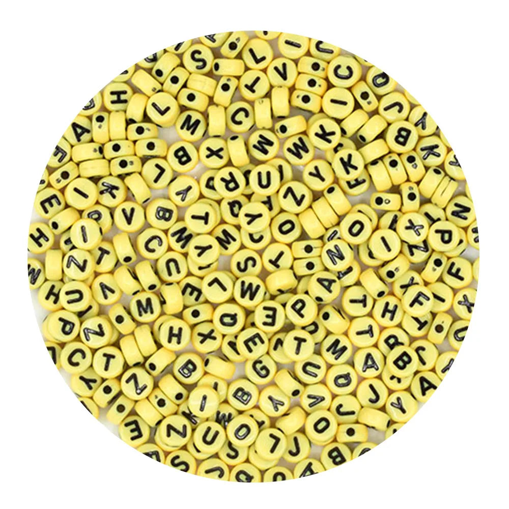 Mixed Color Flat Round English Capital Letters Acrylic Loose Beads for Diy Hand Bead Material