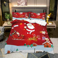 ODM Polyester 3pcs Bedding Set Snowflakes Bed Sheet Christmas Home Textile Red 3D Printing Decoration Duvet Cover Set
