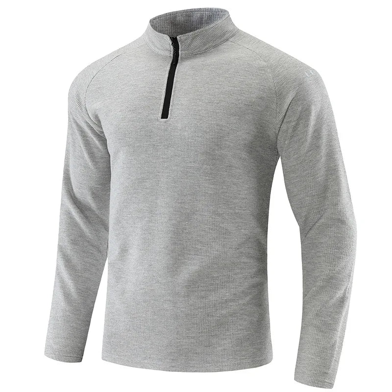 New Arrival 1/4 Zip Top Men's Long Sleeve Athletic Golf for Polo Custom Fitness Running Sports Plus Size Workout Muscle Fit