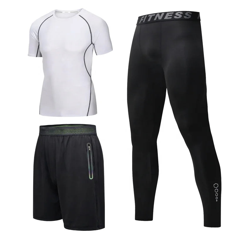 Wholesale Custom Mens Running Compression Tights Fitness Clothing Gym Training Running Sports Sets MegaBDM