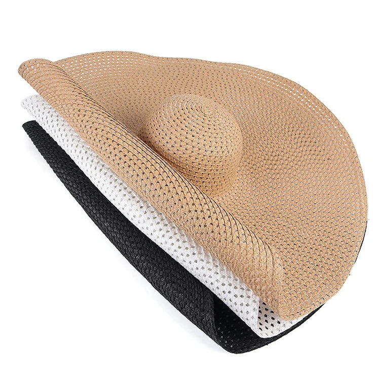 Hollow 25cm Oversized Eaves Along the Sunshade Travel Holiday Seaside Sunscreen Foldable Beach Hat