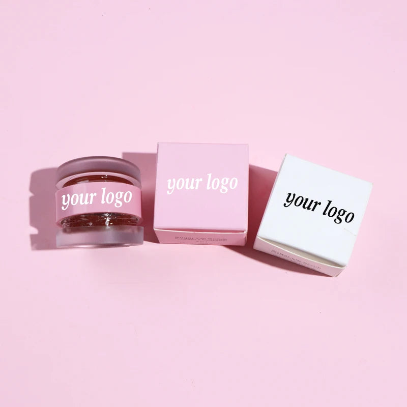 Custom Natural Cosmetic Makeup Private Label Nude Pink Lip Exfoliator Organic Vegan Sugar Lip Scrub