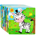 Wholesale 9 PCS Preschool Intelligence Cartoon Cardboard Painting Personalized 3D Wooden Jigsaw Animal Puzzle Educational Toy