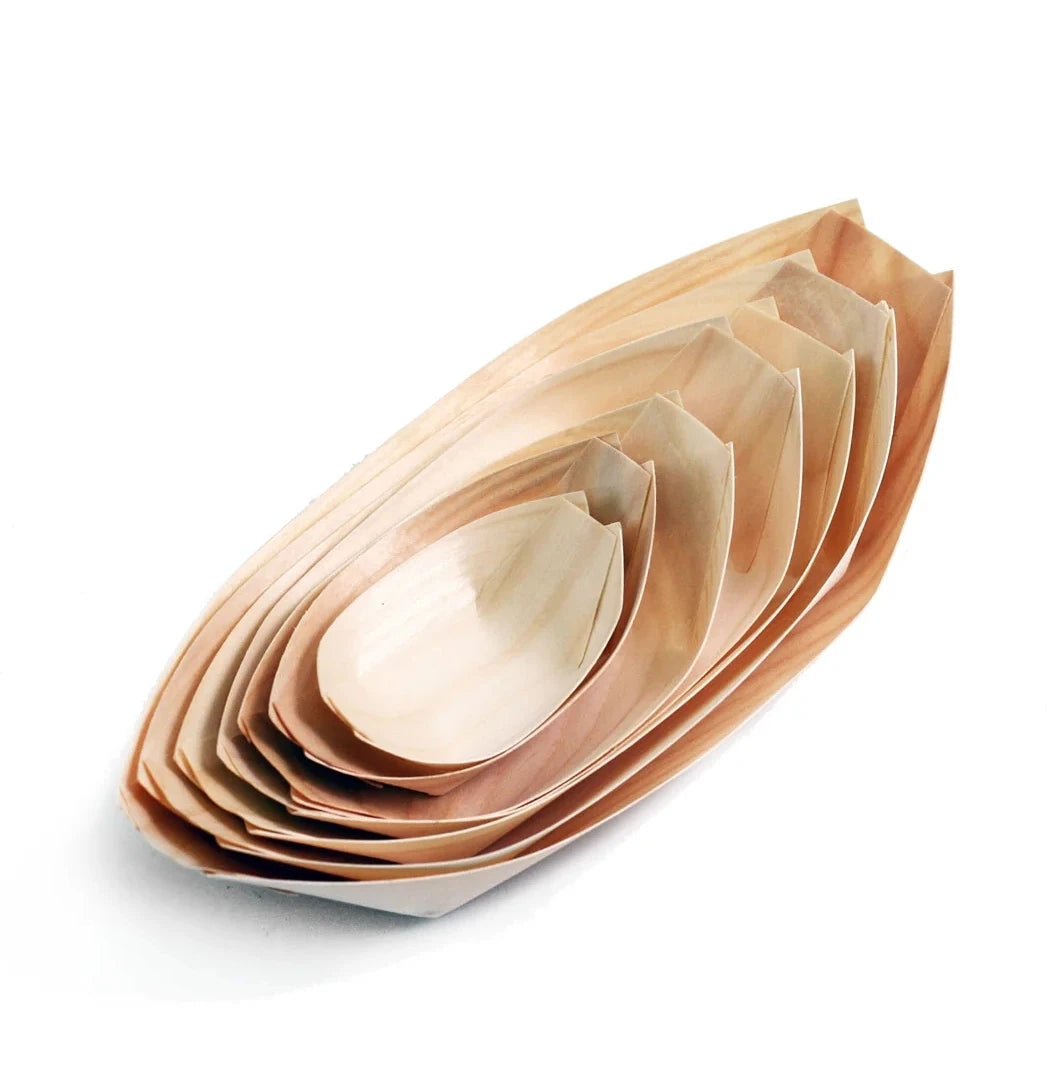 Eco-Friendly Disposable Wooden Boat Plates/Dishes Easy-to-Use Food Container for Japanese Cuisine for Sushi