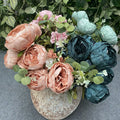 O-X276 Peony Flowers bunch Artificial Wholesale Fake Peonies Artificial Big Peony Silk Flowers Bouquet for Home Wedding Decor