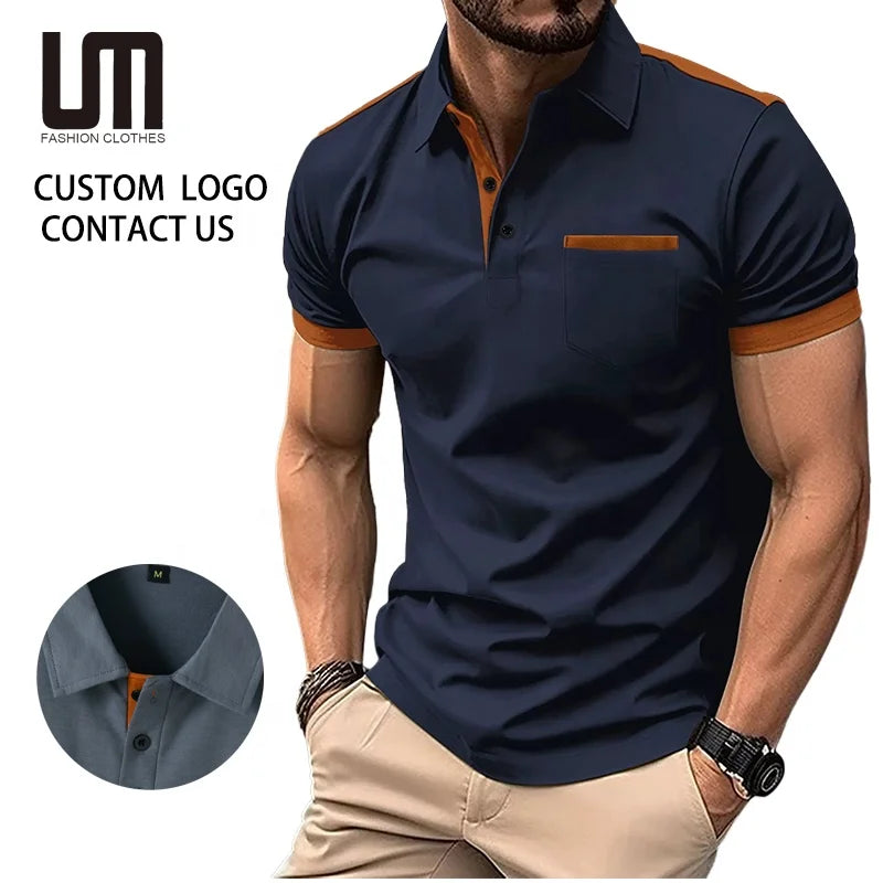 Men's Summer Casual Short Sleeve Plus Size 3XL Fashion Tee Patchwork Color T-Shirt with New Design Yarn Dyed Technique MegaBDM