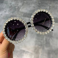 Latest Fashion Round Trend Custom Shades Sun Glasses Rhinestone Big Diamond Crystal Sunglasses Women